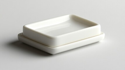 Nested white ceramic rectangular dish set on a light gray background