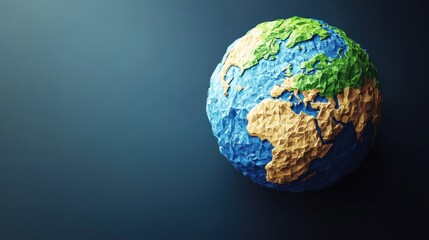 Fototapeta premium Textured Earth globe model on dark background.