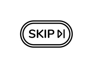 A stylish play skip button icon featuring a bold black outline and minimalist design. simple and clear.