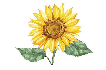Fototapeta premium watercolor illustration, sunflower on isolated white background.