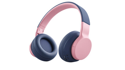 pink wireless headphones isolated, representing modern, portable electronic audio equipment, ideal for music or tech-related content.