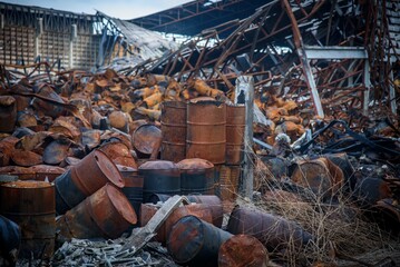 Abandoned factory destroyed by fire