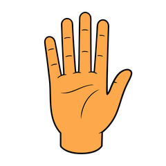 Hand icon. Cartoon icon of open human hand palm isolated on white background. Vector illustrationb