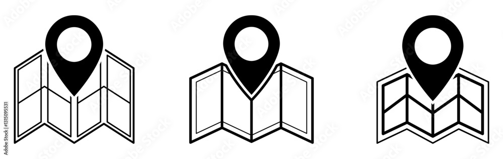 Canvas Prints map with a black location pin icon. concept of navigation, gps technology, map positioning. vector i