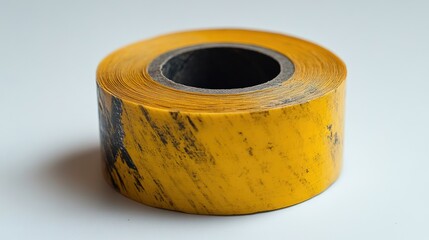 Rolled Yellow Marking Tape on White Background