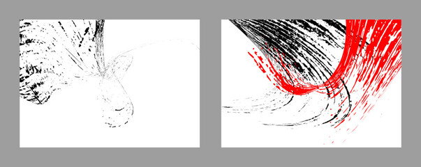 Strokes of black and red paint on a white background. Set of two templates. Graffiti element. Design template for the design of banners, posters, booklets, covers, magazines. EPS 10