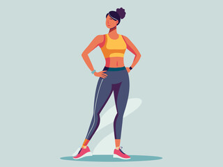 Fototapeta premium sporty athleisure look with a cropped workout top, leggings, and running shoes