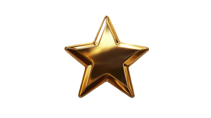 Star icon isolated, a golden shiny award symbol representing success, luxury, and high achievement, ideal for recognition or ranking visual elements.