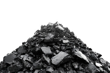 Mining operation coal pile industrial site isolated on transparent background, png