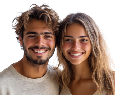Couple smiling together portrait bright isolated on transparent background, png - Powered by Adobe