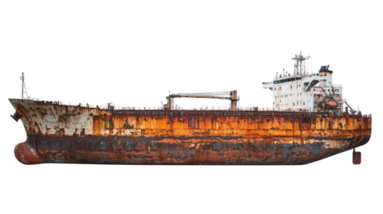An old oil tanker isolated on transparent background (4)