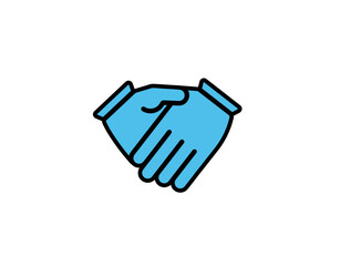 Blue gloves joined in a handshake show support, teamwork, and unity. they stand for cooperation.