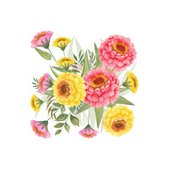 Watercolor handmade Zinnias flower