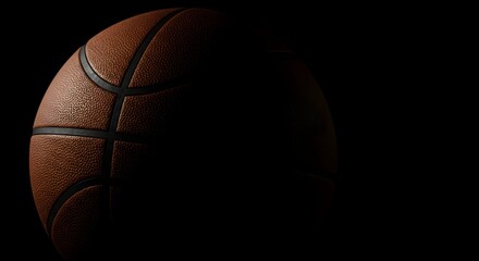 Fototapeta premium Dramatic Close-Up of a Basketball with Dark Background Emphasis