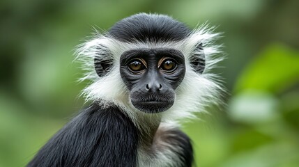 Obraz premium Abyssinian Black-and-White Colobus Monkey Portrait