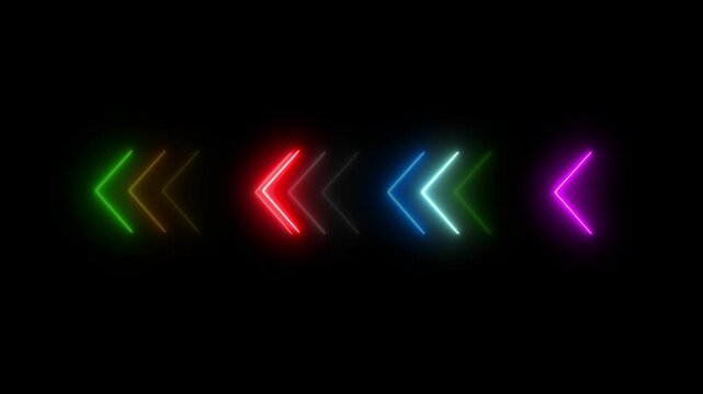 left arrow direction sign on black background, Direction banner (Chroma key). Animated arrow bouncing slide to left, Animated arrow icon pointing left .4k animation with alpha channel