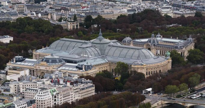 Grand Palais and Petit Palais seen from a distance in Paris, France