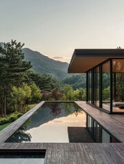 Modern Architecture With Pool and Scenic Mountainous Views