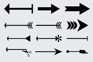 Collection of Black Arrows vector design on white background 