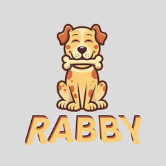 Rabby Dog Logo, Playful Dog Illustration, Cartoon Dog Mascot