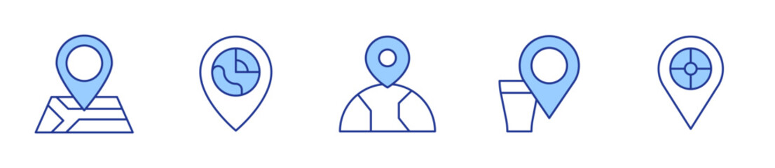 locate, route, location, location pin. Location Icon vector illustration. Line Duotone style. Editable stroke