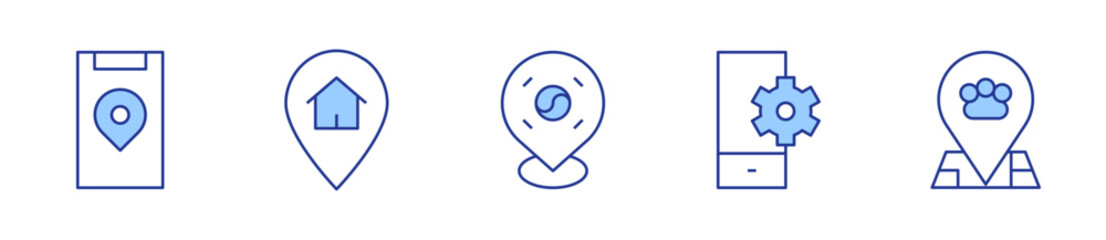 home, korea, location, location pin. Location Icon vector illustration. Line Duotone style. Editable stroke