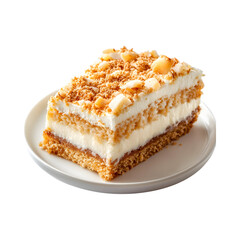 Coconut Crumble Cake Isolated on Transparent Background
