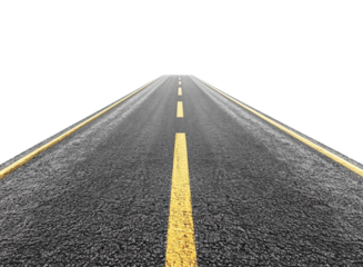 Endless road ahead open landscape isolated on transparent background, png