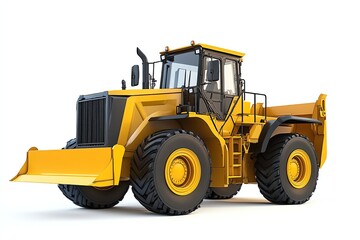 Naklejka premium Yellow Heavy Loader Isolated on White Background for Construction Industry