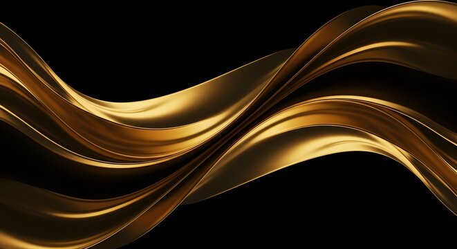 Elegant golden ribbon waves against a contrasting black backdrop, creating a luxurious and sophisticated visual experience