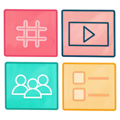 Obraz premium A collection of viral content elements and hashtags for social media engagement.