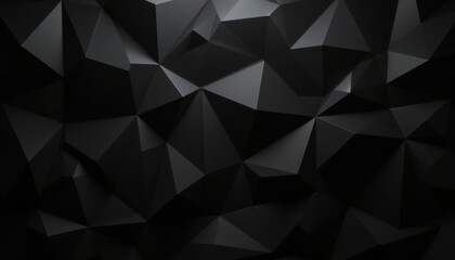 A striking composition of interconnected geometric shapes in various shades of black and gray, creating a futuristic and mesmerizing abstract polygonal space.