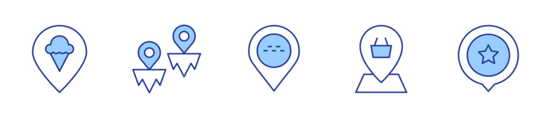 location pin, star, location. Location Icon vector illustration. Line Duotone style. Editable stroke