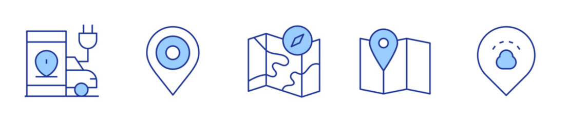location, map. Location Icon vector illustration. Line Duotone style. Editable stroke