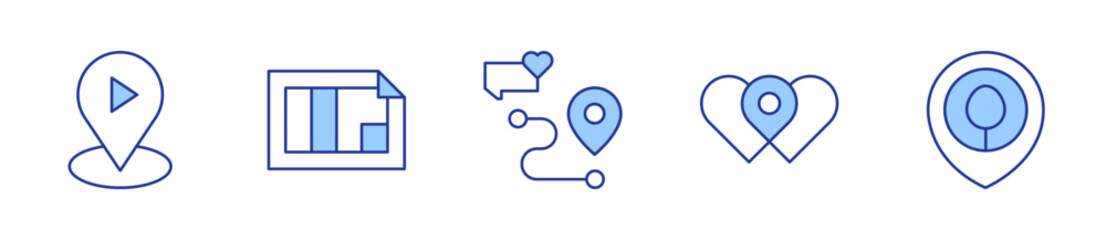 park location, gallery, location. Location Icon vector illustration. Line Duotone style. Editable stroke