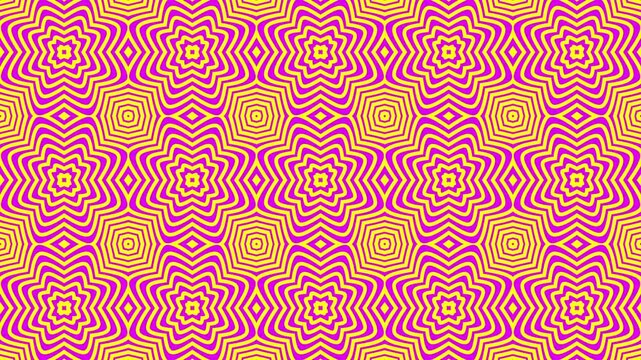 3D animation of purple lines with various patterns changing colors on a purple background
