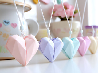 Fototapeta premium pastel origami heart garland