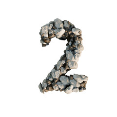 Number Two Made of Rocks