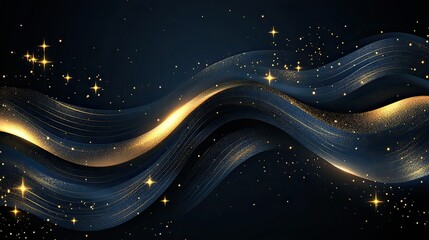 Dynamic waves of light abstract design digital art dark background creative concept
