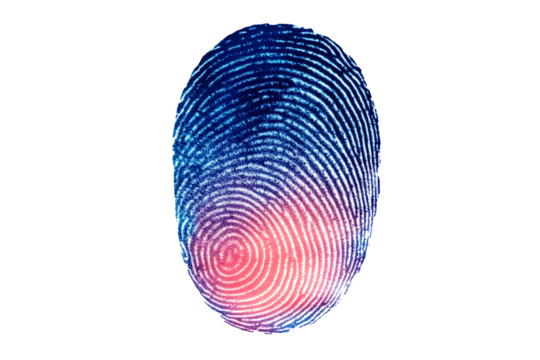 Colorful abstract fingerprint design isolated on transparent background - Powered by Adobe