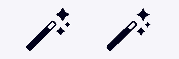 Simple magic wand icon with sparkling stars, symbolizing enchantment, wonder, and imagination.