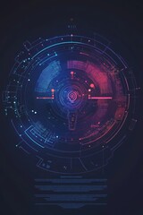 Obraz premium This abstract image features a futuristic digital interface with vibrant geometric patterns and a glowing circular design, ideal for technology-related projects.