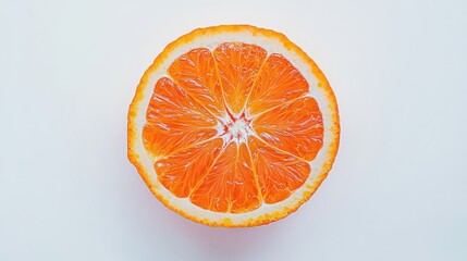 A sliced orange with bright orange segments on a white isolated background