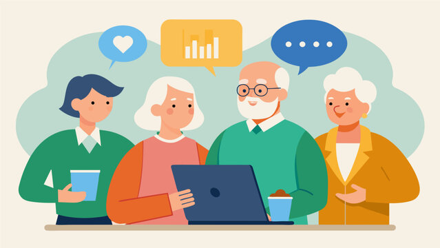 A session on financial planning and security for seniors discussing tips and strategies for a worryfree retirement at a conference focused on healthy aging.. Vector illustration