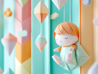  pastel origami tree garland