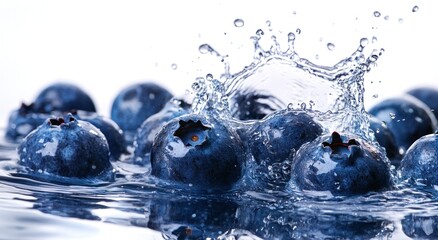 Blueberry Splash in Water, Fresh Berries, Studio Shot