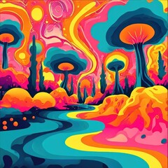 an AI Image Generator, Vibrant Abstract Art With Fluid Shapes