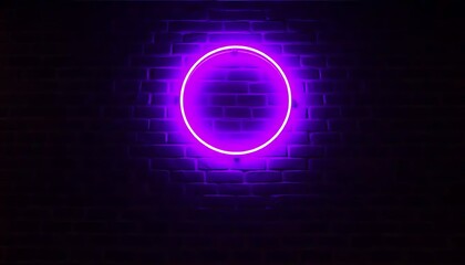 Luminous circle illuminating a textured brick wall for modern design