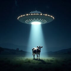 alien abduction, sunny day sci-fi ufo scene