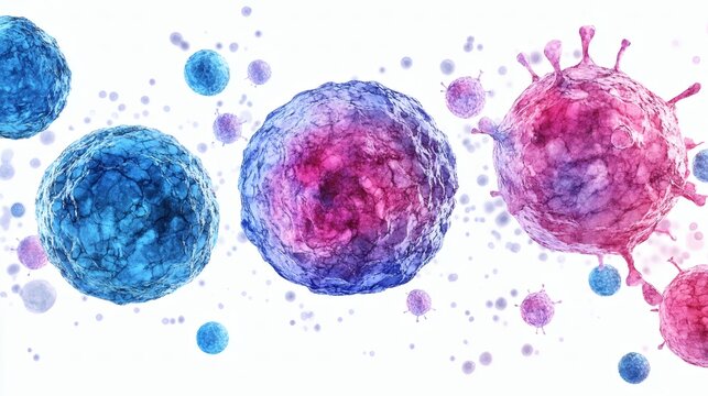Colorful Watercolor Cells and Viruses